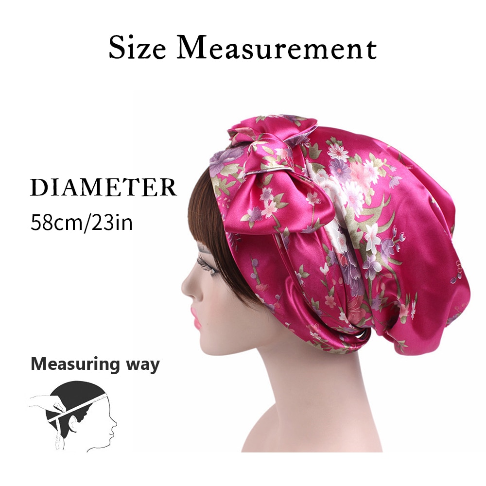 Satin Solid Sleeping Hat Night Sleep Cap Hair Care Adjustable Ladies Long Hair Care Bonnet Headwrap Hat Soft Satin Hat