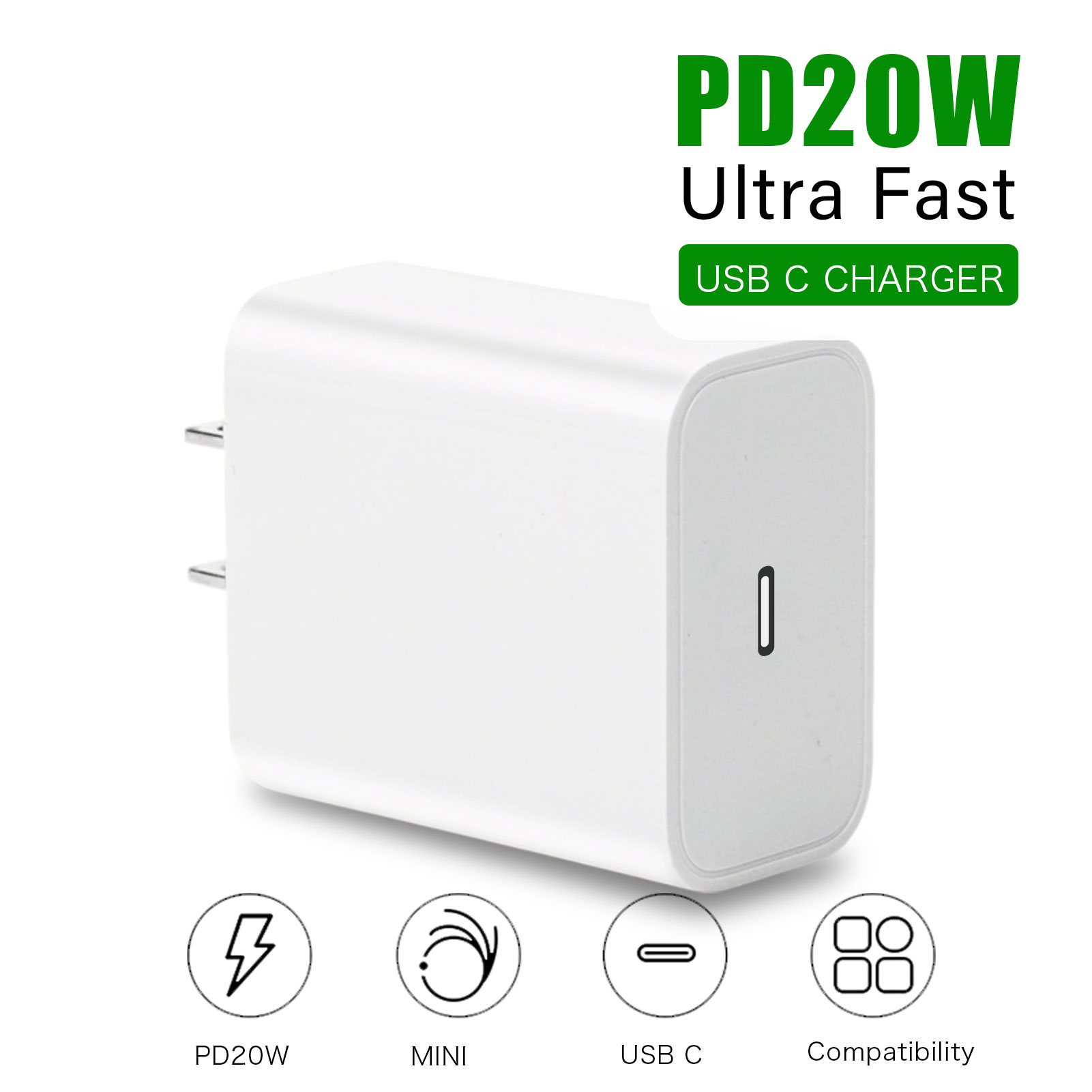 USB C Oplader Blok voor iPhone 16 Chargy Plug PD 20W muurlader met kabel Snelle oplader Data Sync voor iPhone16 15 14 13 12 11 Pro Max Mini Xs iPad Air Type C Power dapte: IL