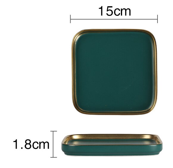 Nordic light luxe keramische westerse steakbord groen phnom penh vierkant bord dessert dessert taartschaal huishoudelijk servies: B