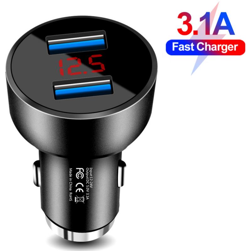 3.1A 5V Chargeur De Voiture 2 Ports De Charge Rapide Pour Samsung Huawei iphone 11 8 Plus Universel En Aluminium Double USB Voiture chargeur Adaptateur