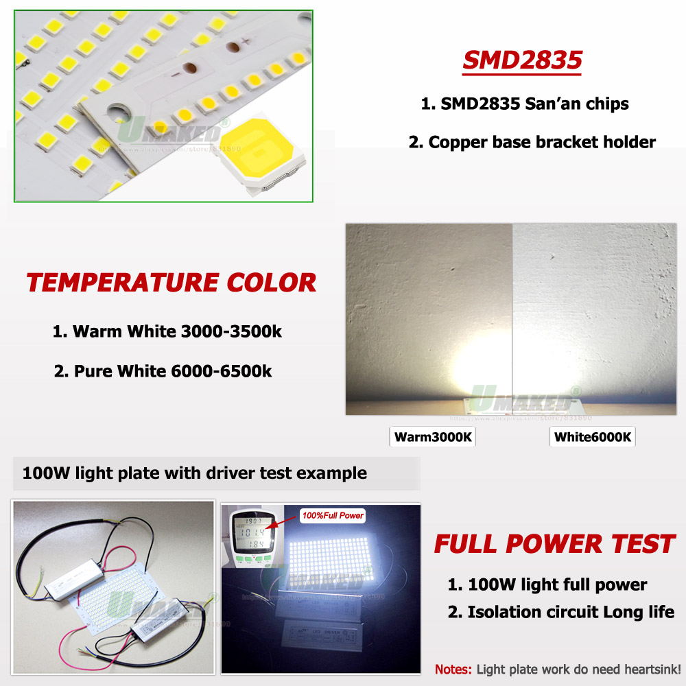 Placa de reflector LED PCB, reemplazo de 10W, 20W, 30W, 50W, 100W, 150W, SMD2835, disipador térmico de aluminio, Panel de fuente de iluminación para lámparas exteriores, 1 ud.