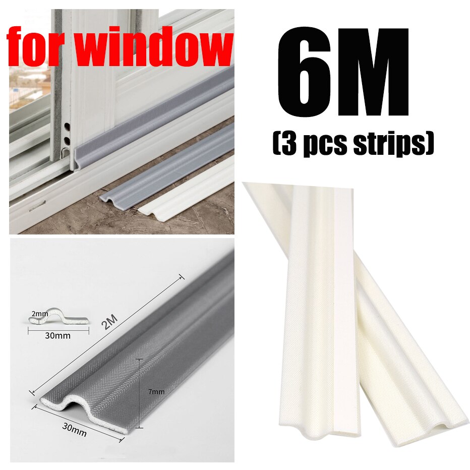 Deur Bottoom Seal Strip Flexibele Wind Ruisonderdrukking Stopper Onder Deur Afdichting Blocker Deur Tochtstrip Met 3Cm Foam: white window strip