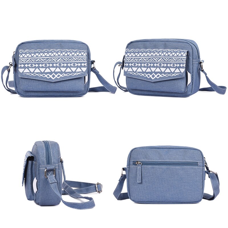 Ljl-saco de ombro das mulheres estilo retro floral crossbody sacos feminino pequeno lazer mensageiro saco fino jean cor
