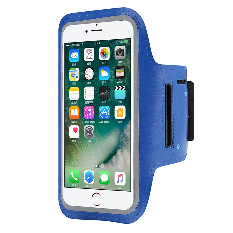 Borsa da uomo universale per fascia da braccio per telefono cellulare con custodia per telefono da 4-7 pollici con fascia per armi accessori per Smartphone sportivi a prova di sudore: The deep blue