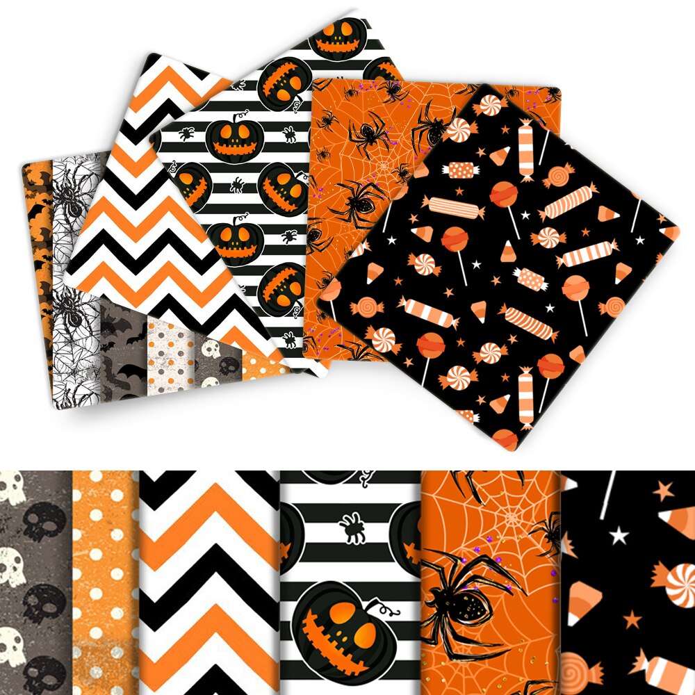 50*140cm 5 diseños/juego, medio metro Halloween poliéster algodón tela textil para el hogar costura acolchado ropa DIY,c12762: 1111730001