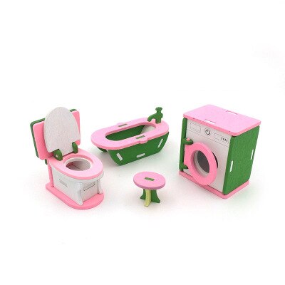 Dollhouse Wooden Colorful Dolls House Miniature Furniture Toys Toy Kids Simulation Furnitures Models House Decor Doll Xmas