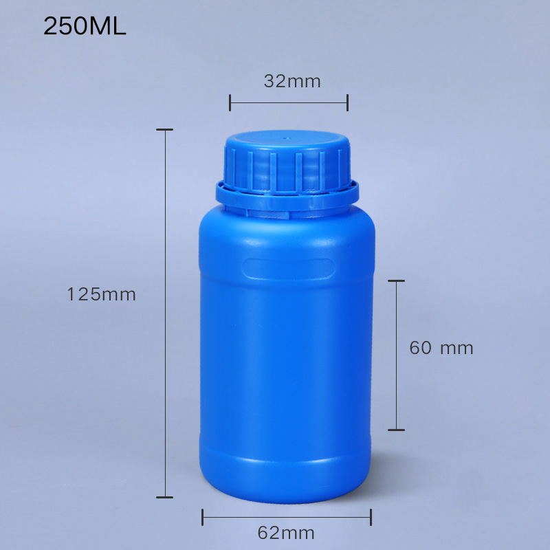 Leere plastik flaschen für Flüssige Chemische Reagenzien HDPE behälter Kosmetische lotion lagerung flaschen Lebensmittel Grade: 250ml blue