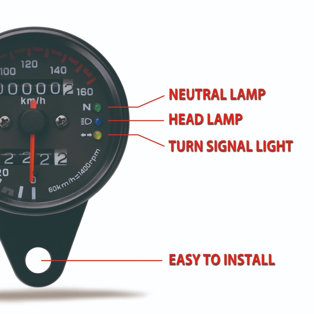 Universal Motorcycle Speedometer Odometer 12V Motorcycle Dual Speed Meter with LED Indicator Speedometer Motorcycle