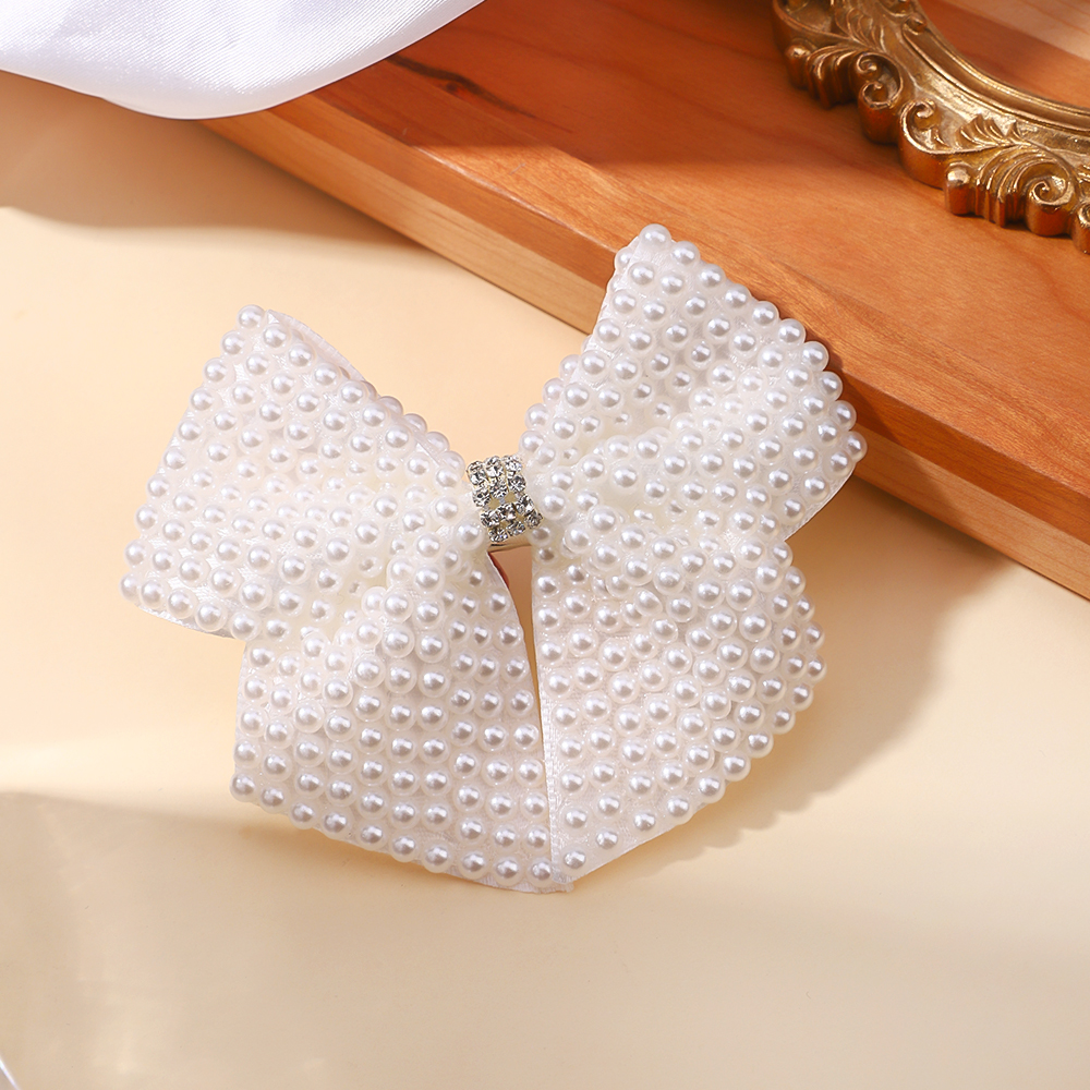 Nuevos lazos para el cabello de perlas blancas con pinzas para el cabello para niñas y niños, capas de Boutique, lazos centrales de diamantes de imitación ostentosos, horquillas, accesorios para el cabello: Lavanda