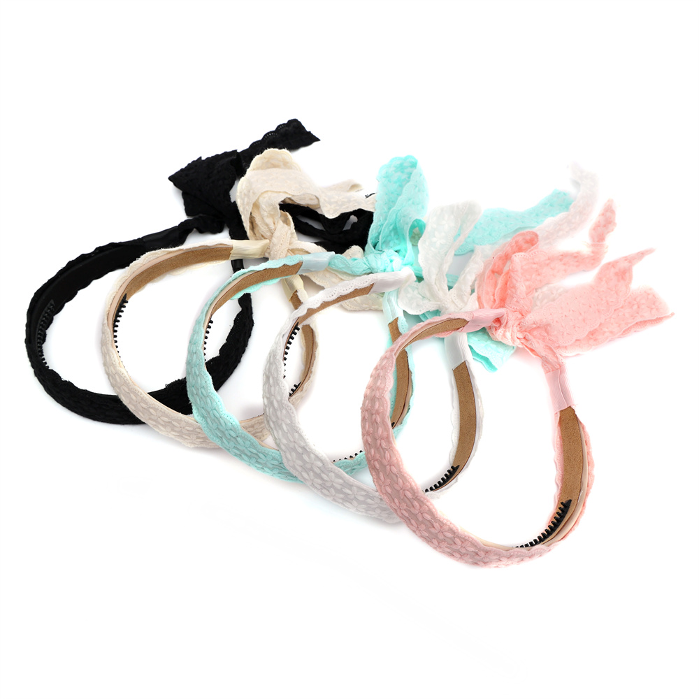Cotton Eyelet Ribbon Hair Accessories Dressy headband bow clip For Girl