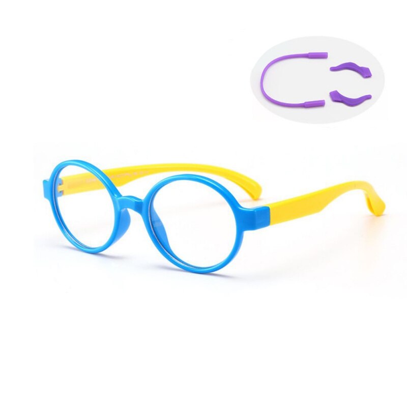 Anti-blue Light Goggles Eyewear Frame Children Optical Glasses Flexible One-piece Safe Eyeglasses Plain Mirror Silicone: EP0217C5S