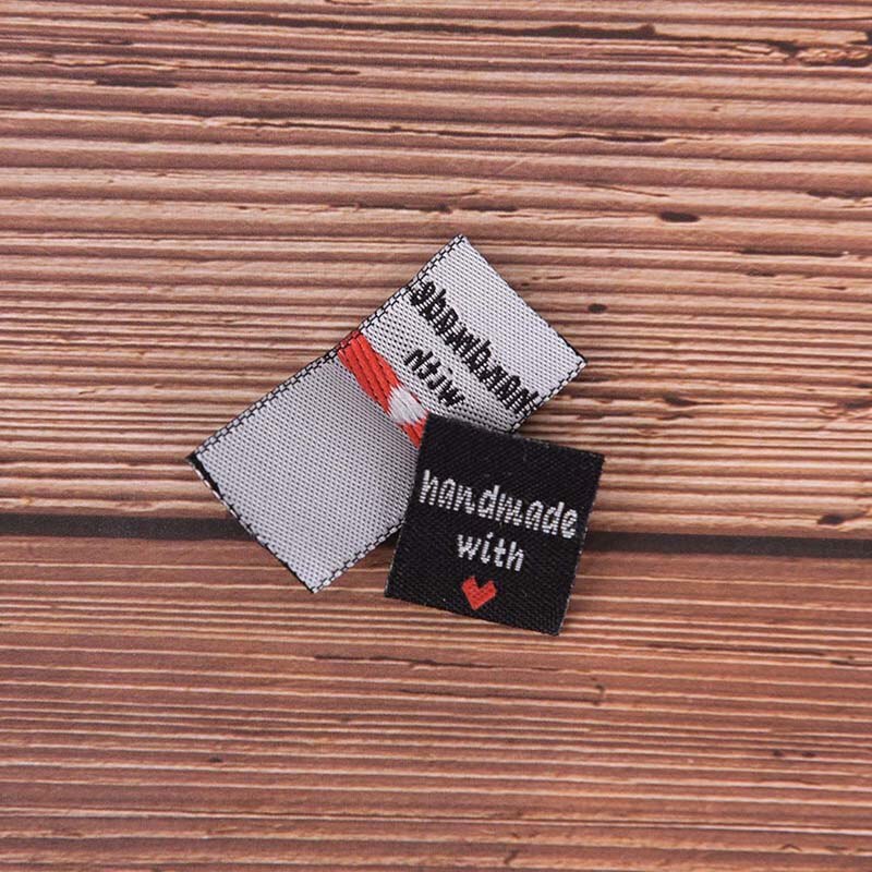 50 Stuks Handgemaakte Met Liefde Kleding Labels Reliëf Tags Kleding Kraag Label Diy Vlag Etiketten Voor Kledingstuk Naaien Accessoires