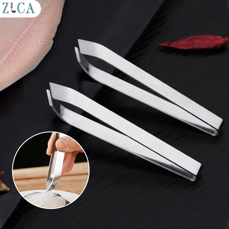 ZLCA Stainless Steel Fish Bone Tweezers Pincer Clip Puller Remover Tongs Plucking Clamp Seafood Tools Kitchen Accessories