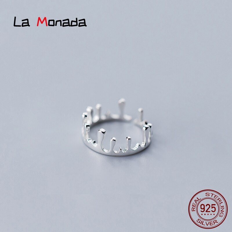 La Monada 50-53mm Rings 925 Sterling Silver Woman Small Crown Silver 925 Ring Jewelry Minimalist Women Silver Ring 925 Female