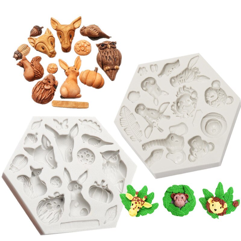 Fondant Animal Silicone Mold 3D Safari Cookie Baking Mold Silicone Baking Pan for Pastry Cake Decoration Kitchen Accessories