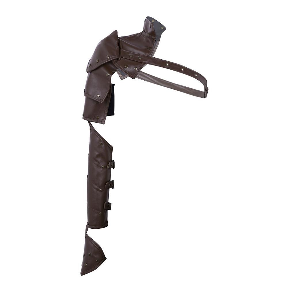 Unisex gotisk steampunk pu enkelt skulder rustninger armrem sæt justerbare metal nitter skulderrem cosplay kostume tilbehør: Skriv en mørk kaffe