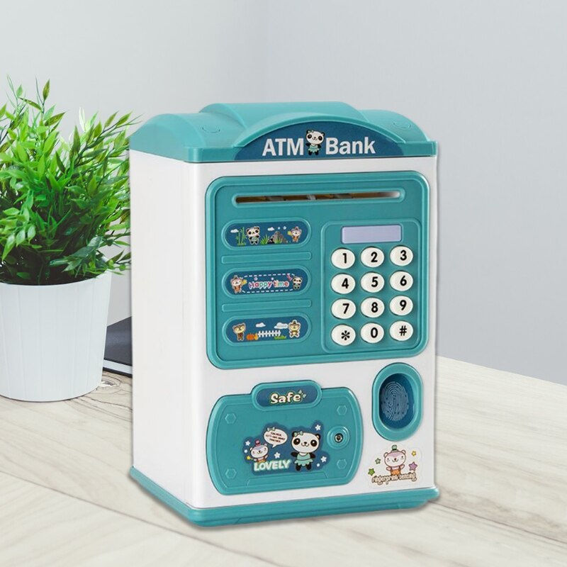 parola d'ordine salvadanaio accorto cartone animato bambini creativi musica carina luce impronta digitale sblocca rotolo automatico salvadanaio a