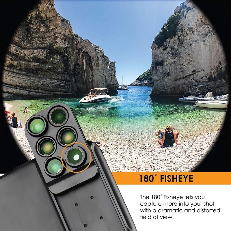 Kameralinse til iphone xs max  xr 6 in 1 telefonetui vidvinkel fiskeøje makro lente para celular telefoto slr telefon skydeobjektiv