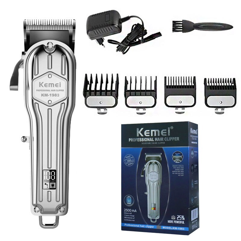 Tondeuse à cheveux professionnelle pour hommes, rasoir électrique sans fil, tout en métal, moteur puissant, coupe de cheveux: sliver with box