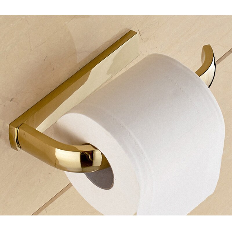 Luxe Douche Badkamer Accessoires Set, Handdoek Ring, Papier Houder, Kapstok, Wc Borstel, gepolijst Gold, Bad Hardware