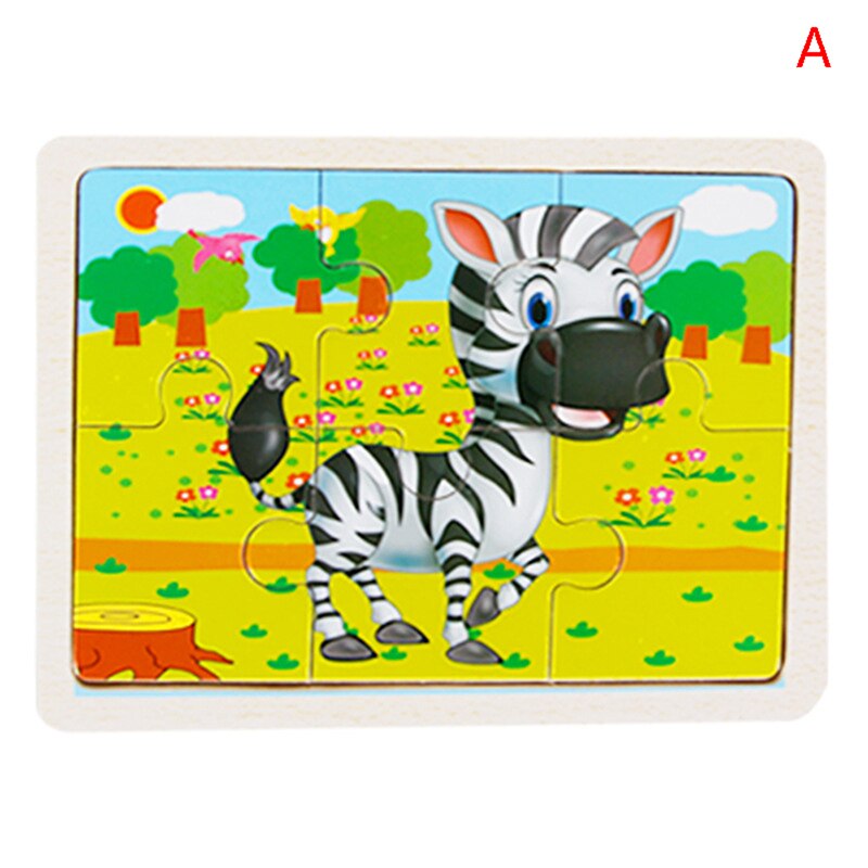 6 Kleine Stuk Kids Toy Houten Puzzel Houten 3D Puzzel Voor Kinderen Baby Cartoon Dier Puzzels Educatief Speelgoed: A