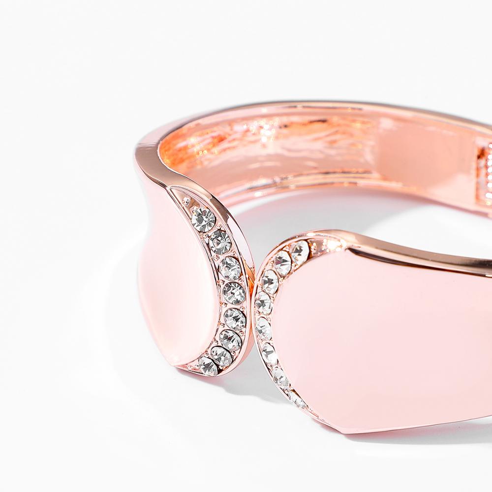 Brazalete minimalista chapado en oro rosa con diamantes de imitación, modelo show Jewelry, brazalete de primavera para mujer, pulsera de boda para mujer