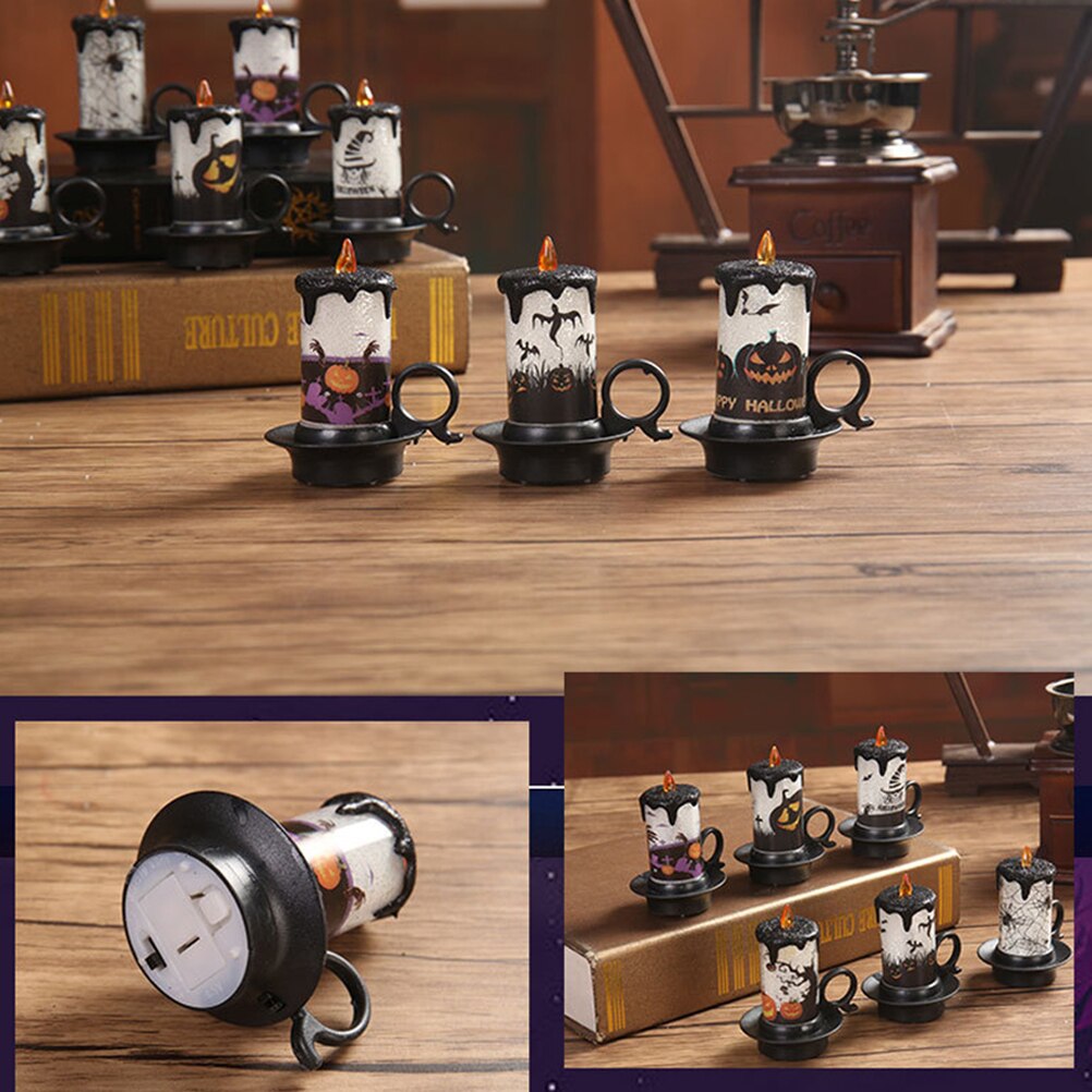 Halloween led kaarslicht enge vlamloze kaarslamp spinnenweb halloween kaarslamp halloween decoraties voor thuis