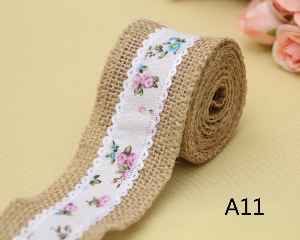 1 Pc DIY Natural Jute Burlap Lace Ribbon Rustic Vintage Wedding Decor Hessian Jute Roll Merry Christmas Party Supplies DIY: 11