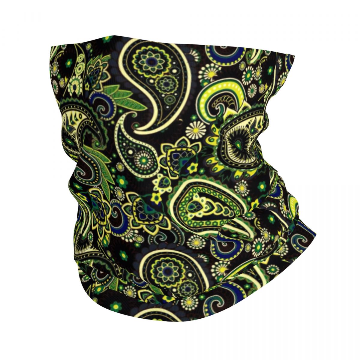 Custom Black Bandana Pattern Bandana Neck Gaiter for Hiking Cycling Women Men Wrap Scarf Paisley Style Headband Warmer: Gold