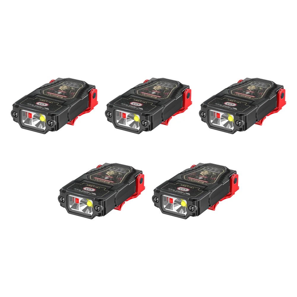 1-10 stk. mini-sensor-led-pandelampe med hat og kasketklemme, genopladelig pandelampe, vandtæt lommelygte til camping og fiskeri: Rød