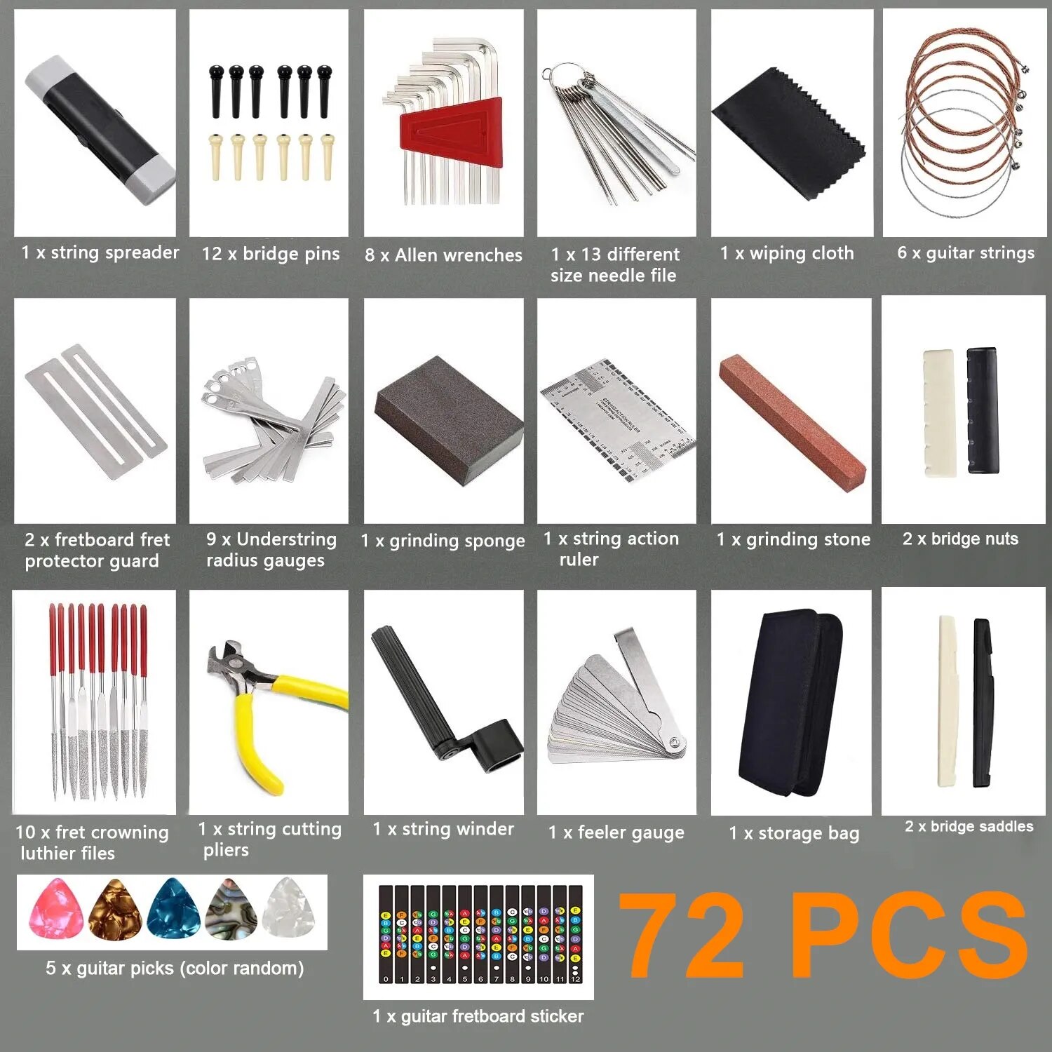 Miwayer 25/45/72 Guitar Repairing Tools Kit Setup Kit with Carry Bag Perfect for Music Or String Instrument Enthusiast
