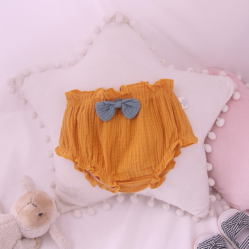Pantaloncini da indossare esterni in cotone garza per bambini pantaloni da pane per bambina slip intimo per bambini fondo dolce per bambini: Yellow
