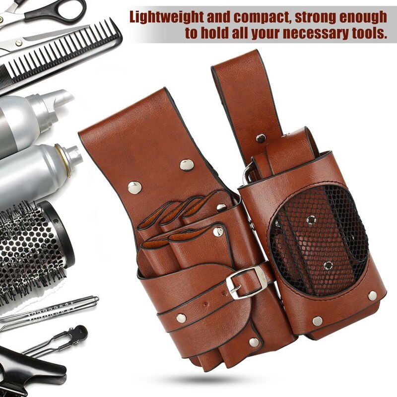 Barber Tool Belt Hairdresser PU Waterproof Waist Pouch for Scissor Comb Clip Storage