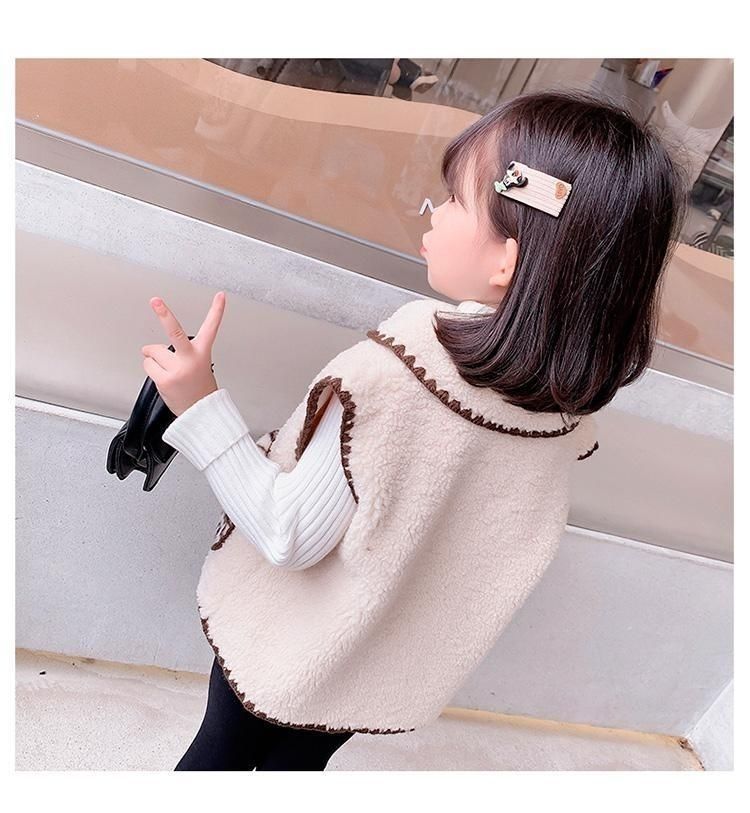 Chalecos de Cachemira para niñas, ropa de estilo exterior, tops de lana de cordero y hombros, primavera y otoño, P4, 357
