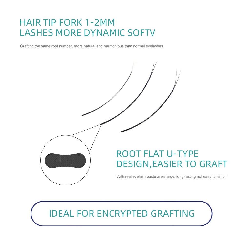 Rujade Mix8-15mm Individuele Platte Ellips Wimper Extension Dark Matte Black Split-Tips Ellipsvorm Platte Valse Wimpers