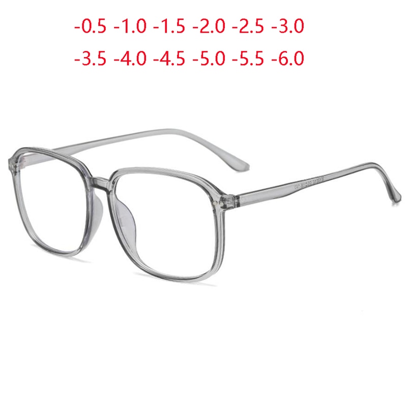 Con marco grande gafas graduadas para miopía mujeres hombres ultraligero transparente PC prescripción gafas 0-0,5-1,0-1,5 To-6,0