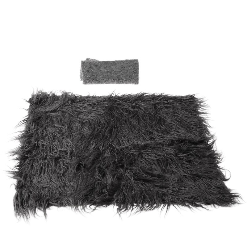 2 uds accesorios de fotografía recién nacido manta de bebé envoltura para fotografía Shaggy alfombra U50F