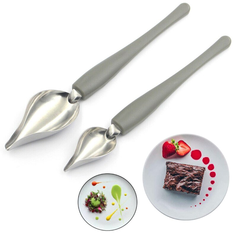 Sauce Plating Art Pencil Draw Stainless Steel Sauce Painting Spoon Portable Sauce Painting Pencil Spoon Dessert Decor