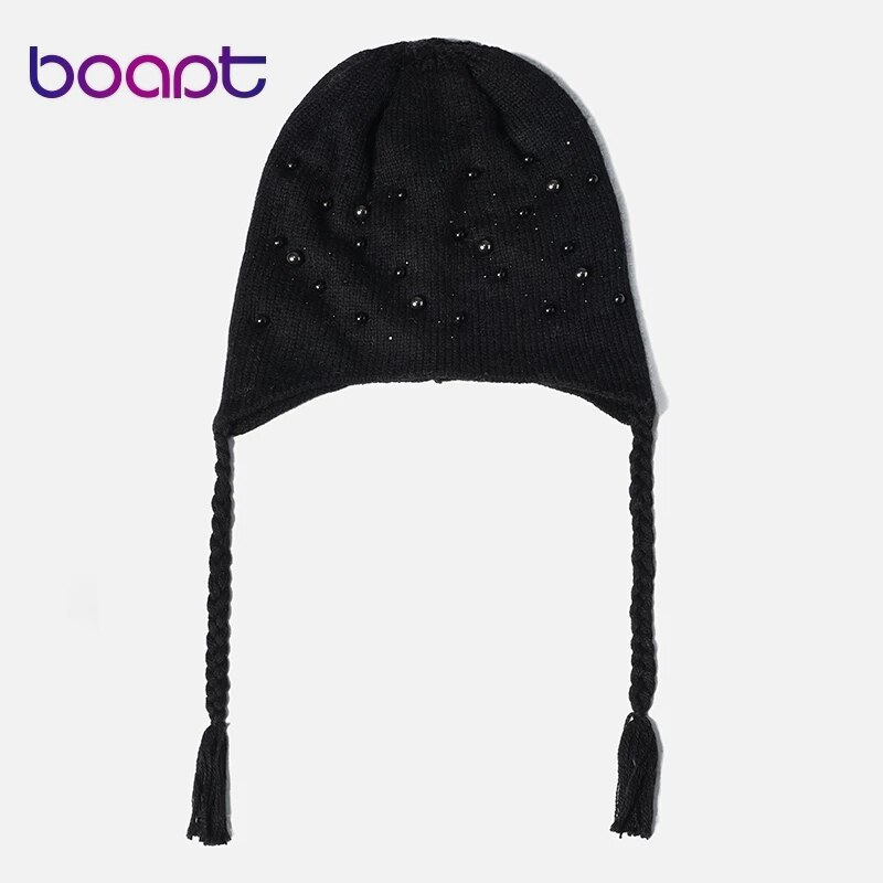 Kinderwintermuts met strass parel muts winter warme wollen uitverkoop gebreide muts kleine vlecht kind schattig meisje baby muts