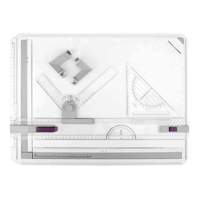 A3 Drawing Board Drafting Table Multifunctional Drawing Board Table with Clear Rule Parallel Motion and Angle Adjustable Measuri