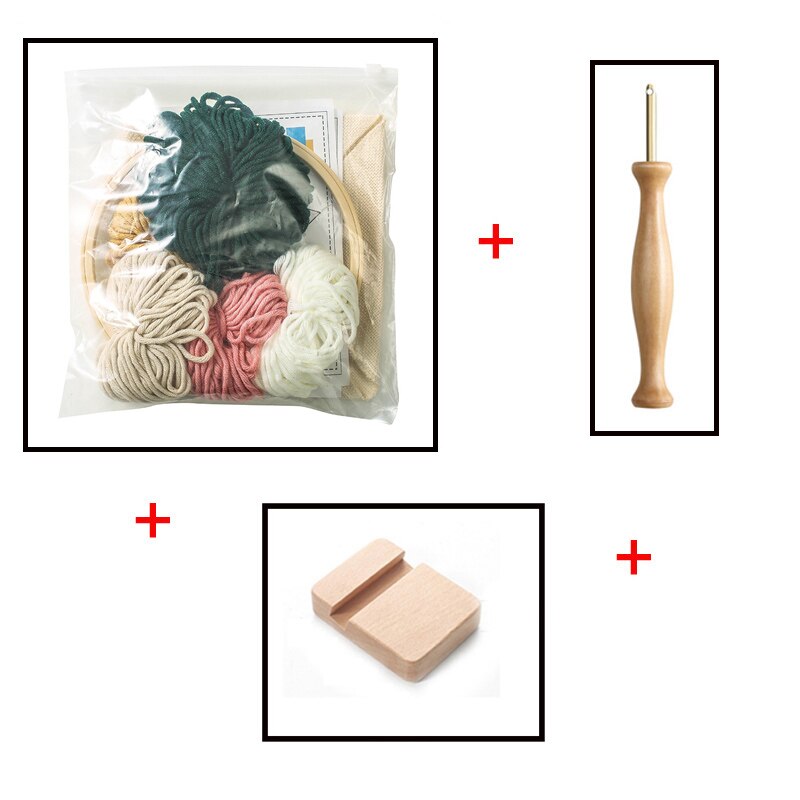 Landscape Easy DIY Punch Needle Embroidery Kit with Hoop Cross Stitch Set for Beginner Handmade Sewing Art Craft Home Decor: with Wooden tray