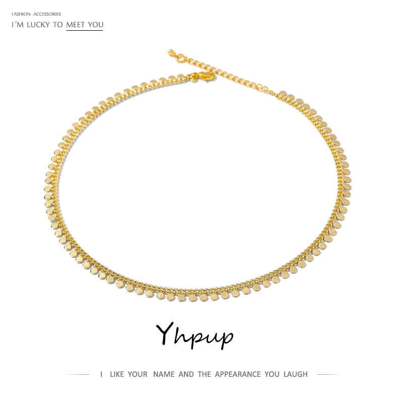 Yhpup-collier en métal pour femmes, chaîne géométrique Simple, bijoux en cuivre, ras du cou, accessoires pour , ,