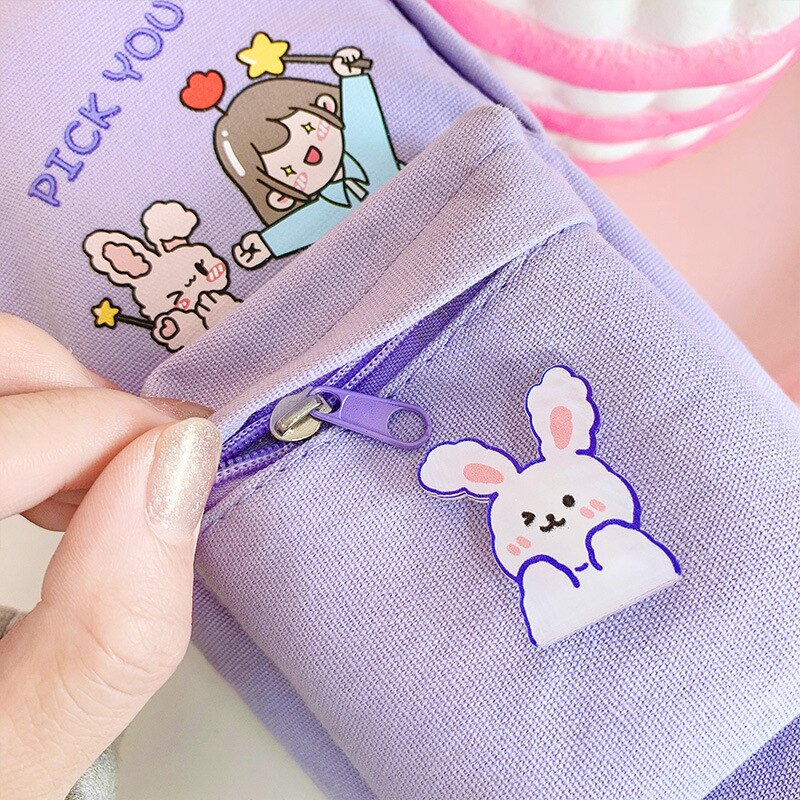 Creatieve Leuke Meisje Canvas Etui Schoolbenodigdheden Briefpapier School Leuke Pennenbakje Pencilcase Potlood Tas