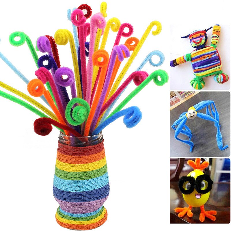 Plush Stick / Pompoms Rainbow Colors Shilly-Stick Educational DIY Toys Handmade Art Craft Creativity Devoloping Toys GYH