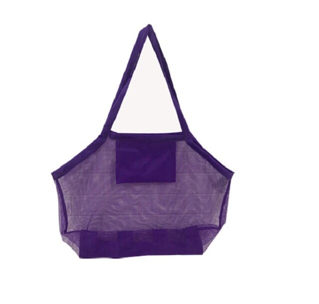 Portable Foldable Kids Beach Toys Mesh Bag Children Bath Beach Toys Pouch Bag Child Baby Large Mesh Tote Baskets Storage Bag: purple