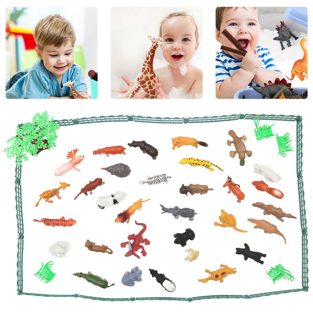 Mini figurines animaux animaux animaux animaux du Zoo en plastique 53 pièces/ensemble, jouets pour enfants