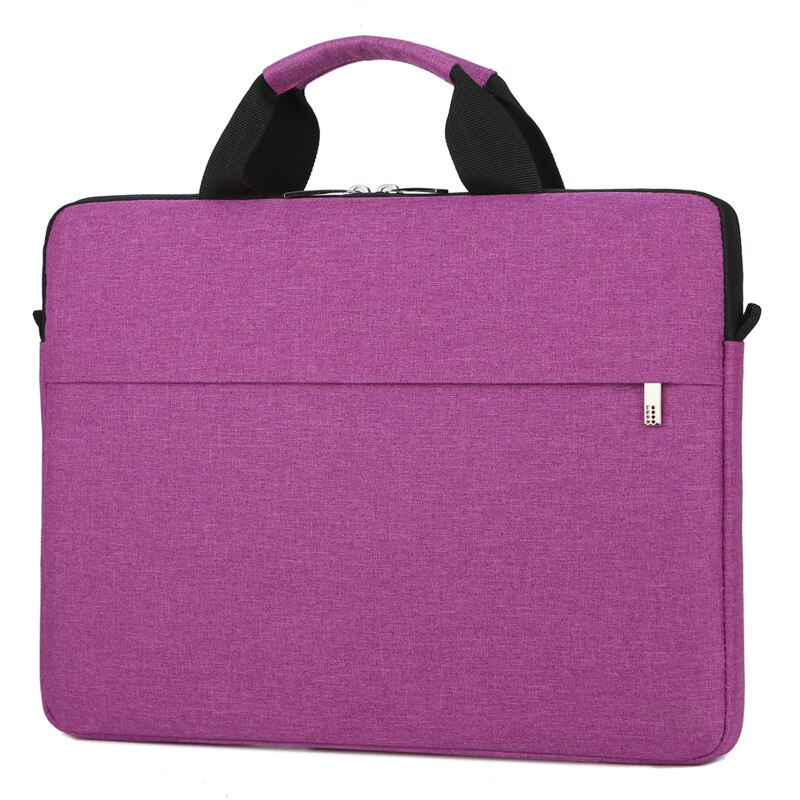 Funda para portátil de 15,6 pulgadas, bolso de mano de tela Oxford, bolsa de transporte para ordenador, bolsa de hombro púrpura, negro y gris, funda para portátil: plum