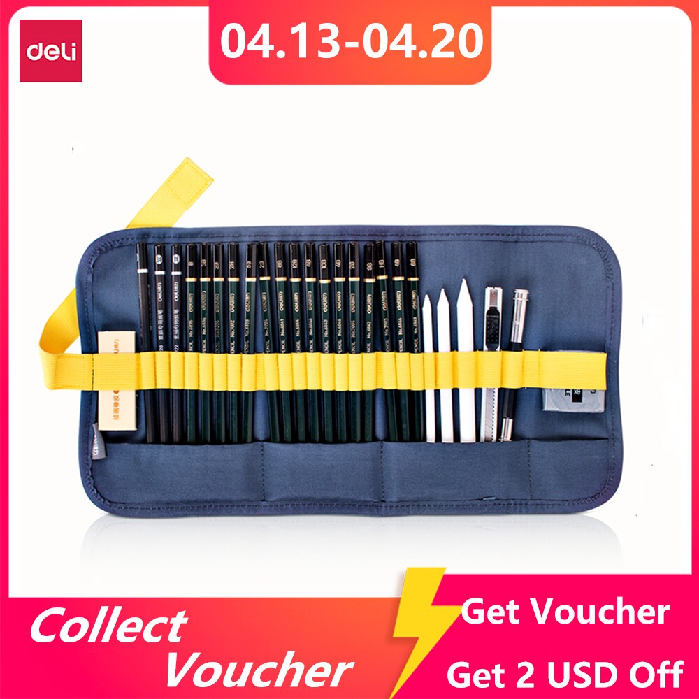 Deli Sketch Pencils Set Beginner Painting Drawing Tools Student Art Drawing Supplies Engineering Drawing Pen Set