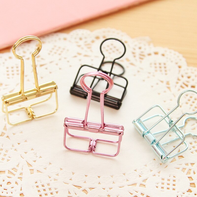 Colorful Metal Hollowed-out Binder Clip Paper Clips Clamp Foldback Clip for Notebook Diary Office Supplies Cute DIY Stationery