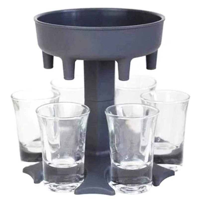 6 Shot Glass Dispenser And Holder Wine Glass Rack Beer Beverage Dispenser Shot Glasses Buddys Party Bar Accessories Tools: gray Dispenser cup